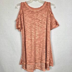 Umgee M Cold Shoulder Ladder Sleeve Tunic Top Peach